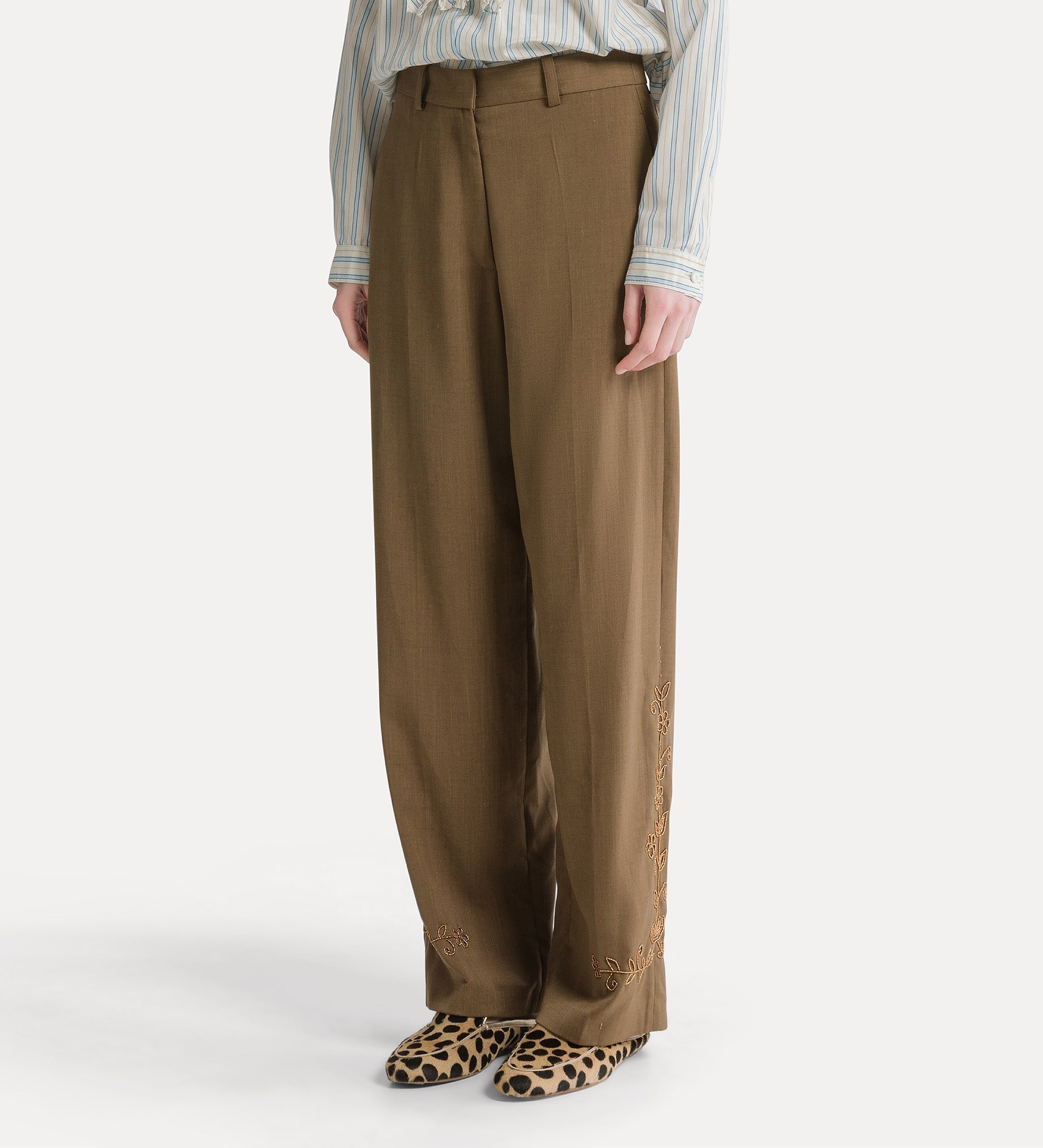 Forte pantaloni Pantaloni ricamo The Queen's Beads giallo oro
