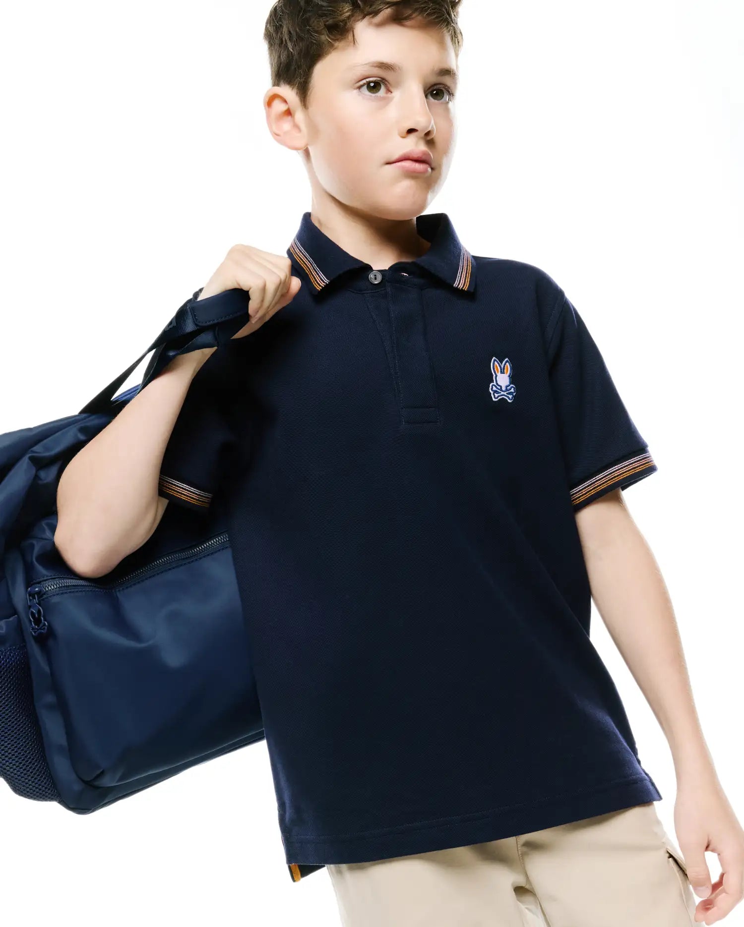 Psycho Bunny Kids Polo Shirts Jaydon polo piqué blu Pima