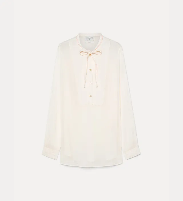 Forte camicie cotton and silk voile bow-tie shirt camicia seta con fiocco