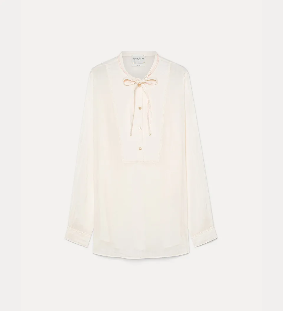 Forte camicie cotton and silk voile bow-tie shirt camicia seta con fiocco