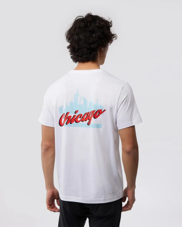 Psycho Bunny Men's Tees MENS CHICAGO CITY TEE B6U551W1PC t-shirt bianca in cotone Pima