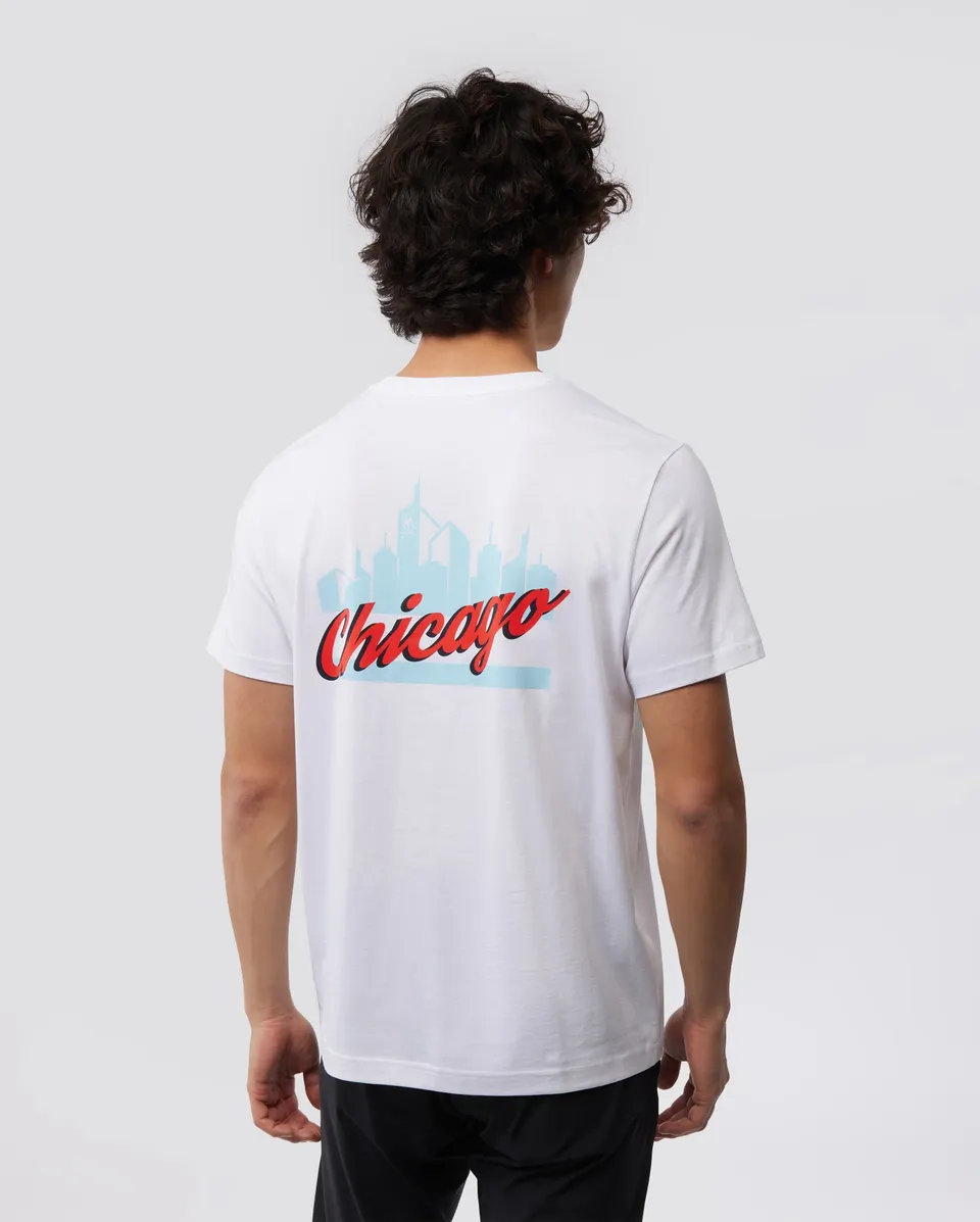 Psycho Bunny Men's Tees MENS CHICAGO CITY TEE B6U551W1PC t-shirt bianca in cotone Pima