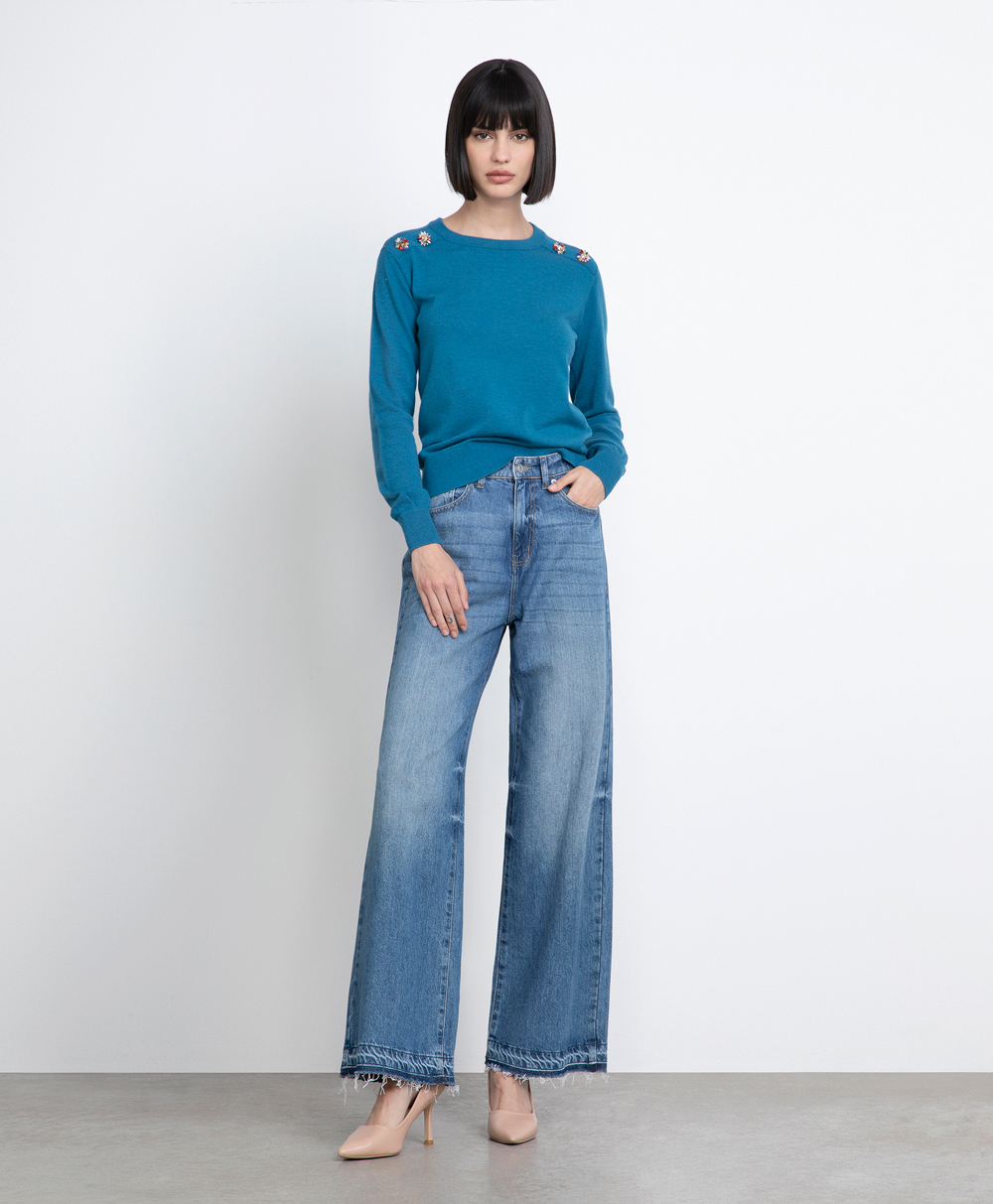 Markup Donna Maglieria Girocollo con bottoni gioiello maglia
