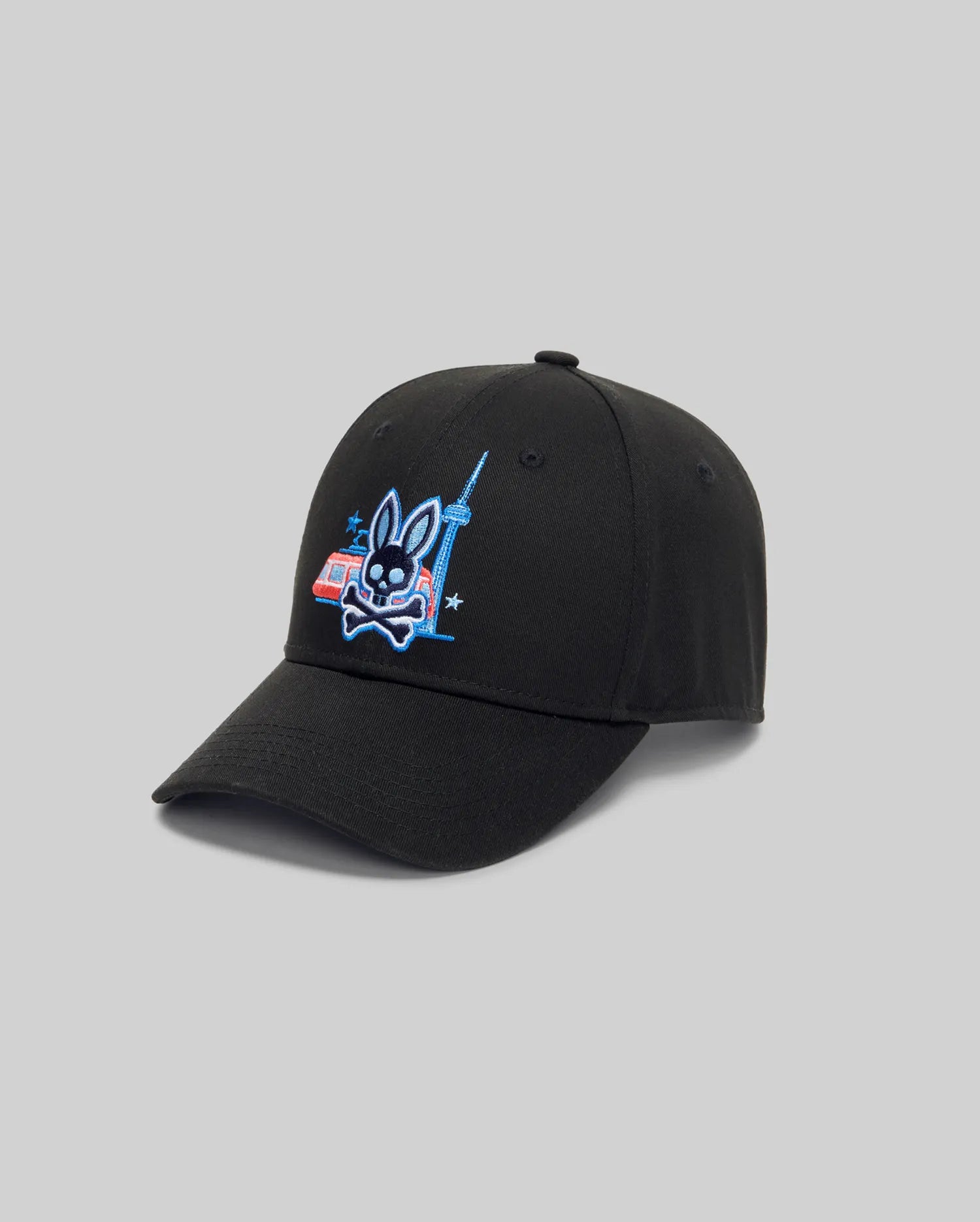 Psycho Bunny Accessories Toronto Baseball Cap cappellino nero in cotone