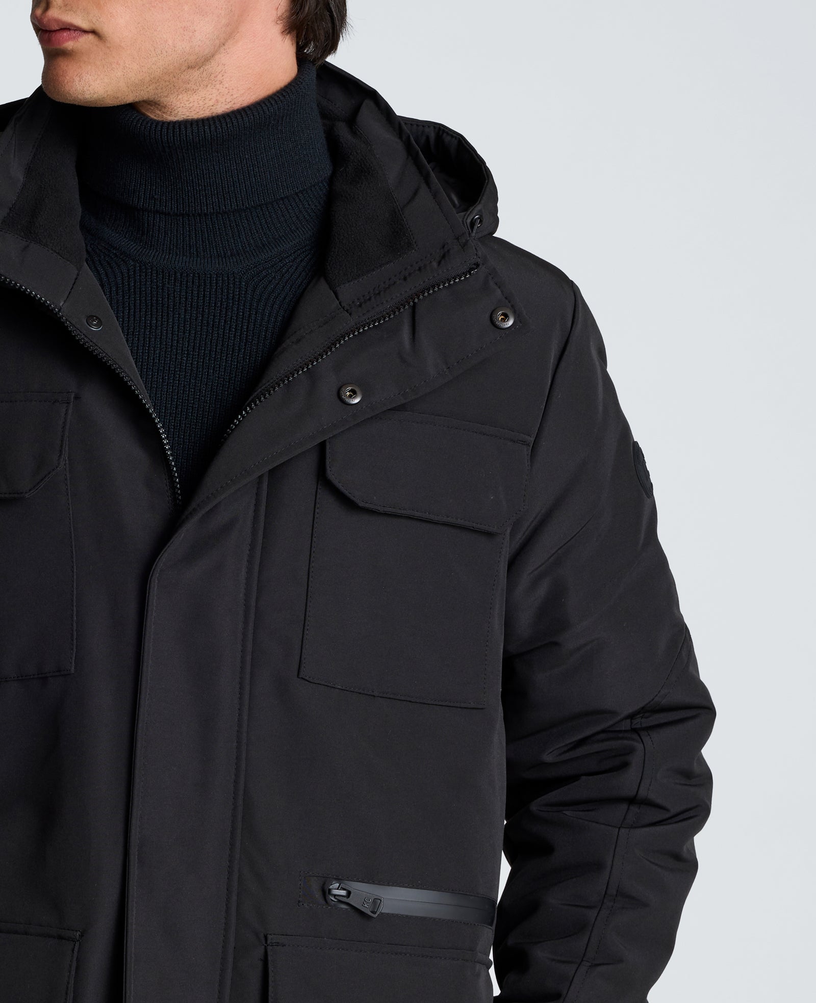 Kenneth Cole Reaction Clothing Oxford Patch Pocket Parka nera, imbottita