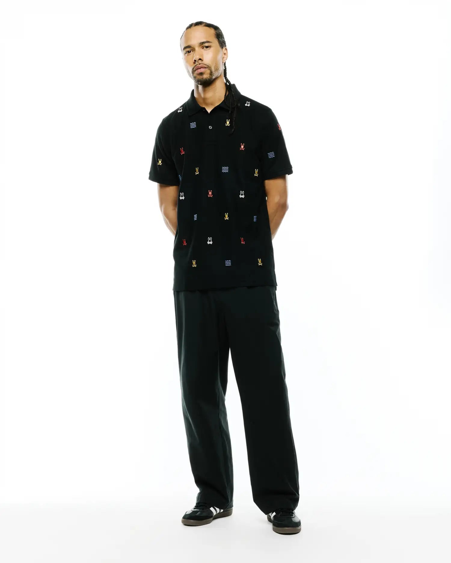 Psycho Bunny Men's Polos MENS COLIN ALL-OVER PIQUE POLO - MT0100170 polo nera