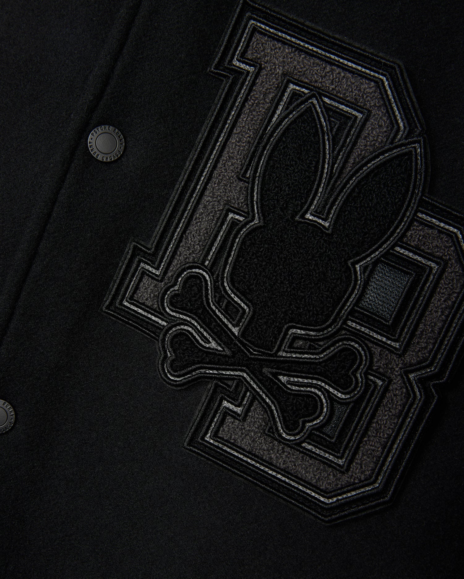 Psycho Bunny Jackets MENS BRAYDEN WOOL LEATHER VARSITY BOMBER giacca nera