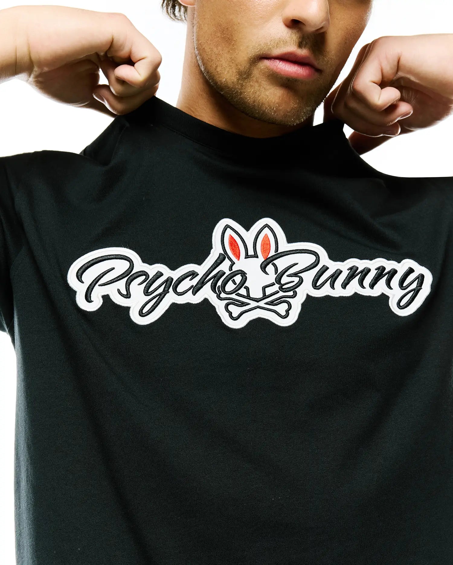Psycho Bunny Men's Tees Jaydon Pima Cotton Logo Tee maglietta nera Pima