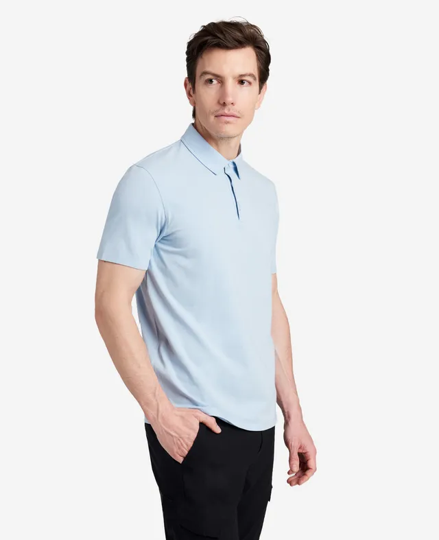 Kenneth Cole Reaction Clothing Performance Button Polo polo azzurra elasticizzata