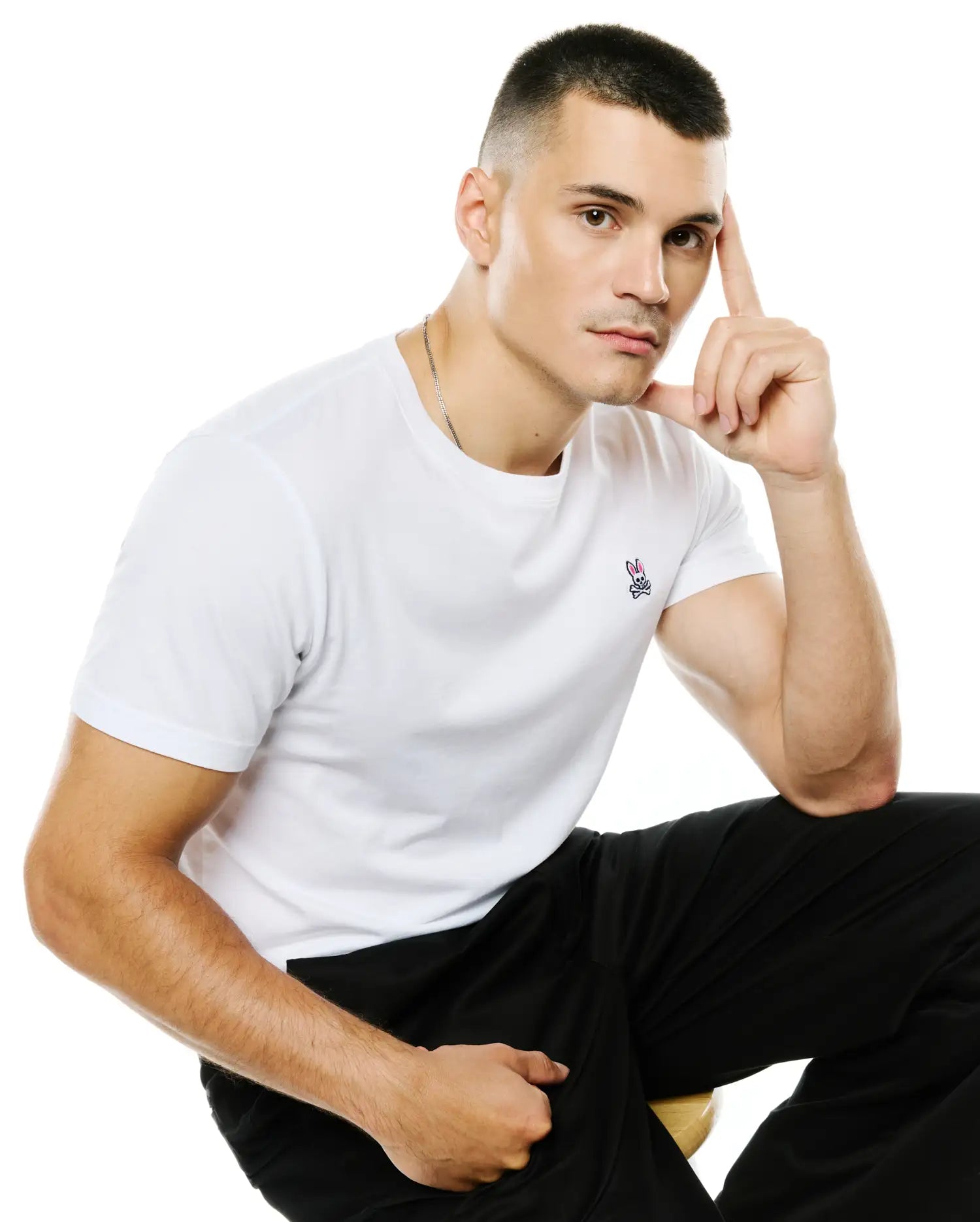 Psycho Bunny Men's Tees Classic Crew Neck Tee B6U014CRPC maglietta bianca XXS