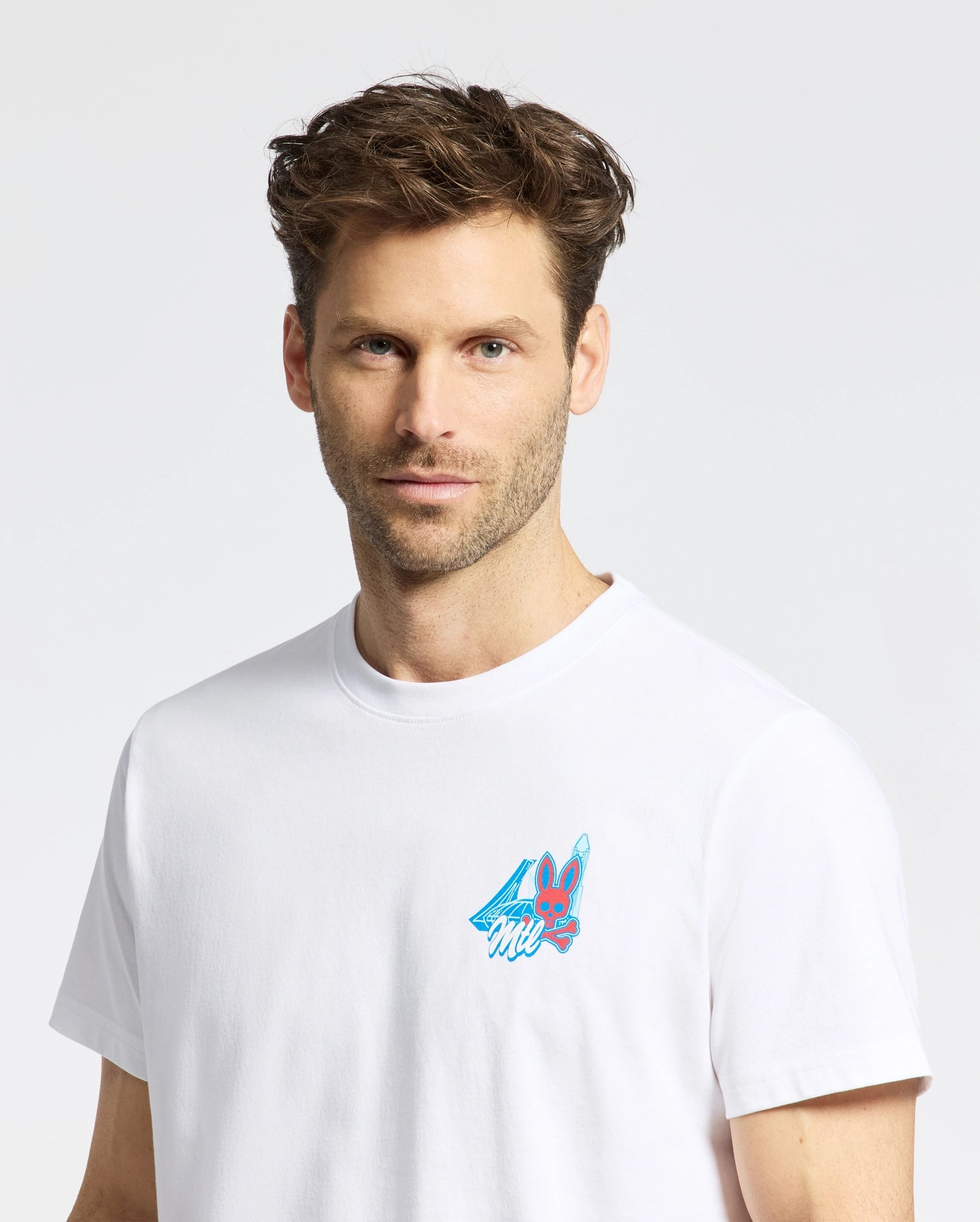 Psycho Bunny Men's Tees Montreal t-shirt bianca in cotone Pima
