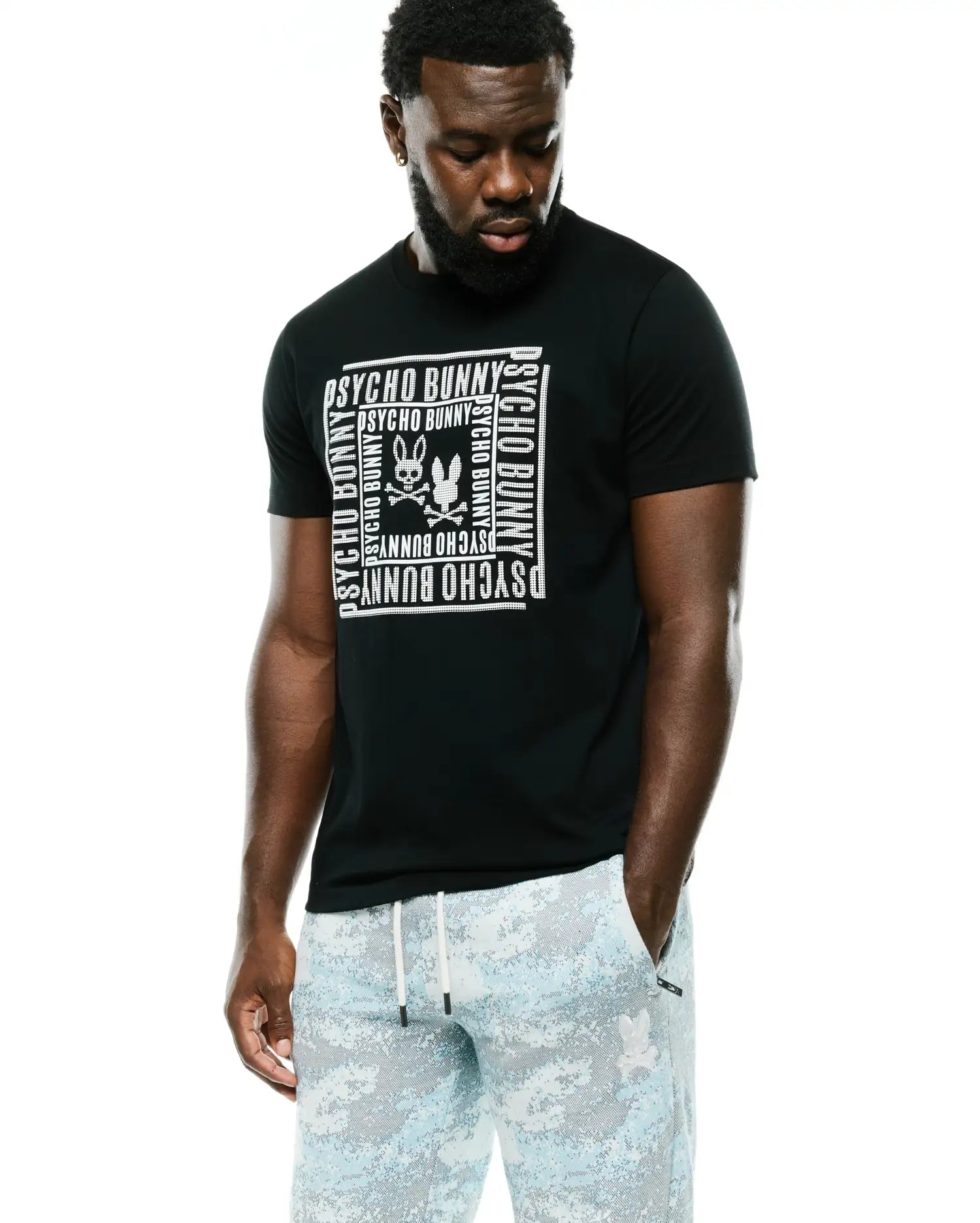 Psycho Bunny Men's Tees MEN'S RAJ WORDMARK GRAPHIC TEE - MT0200447 t-shirt nera