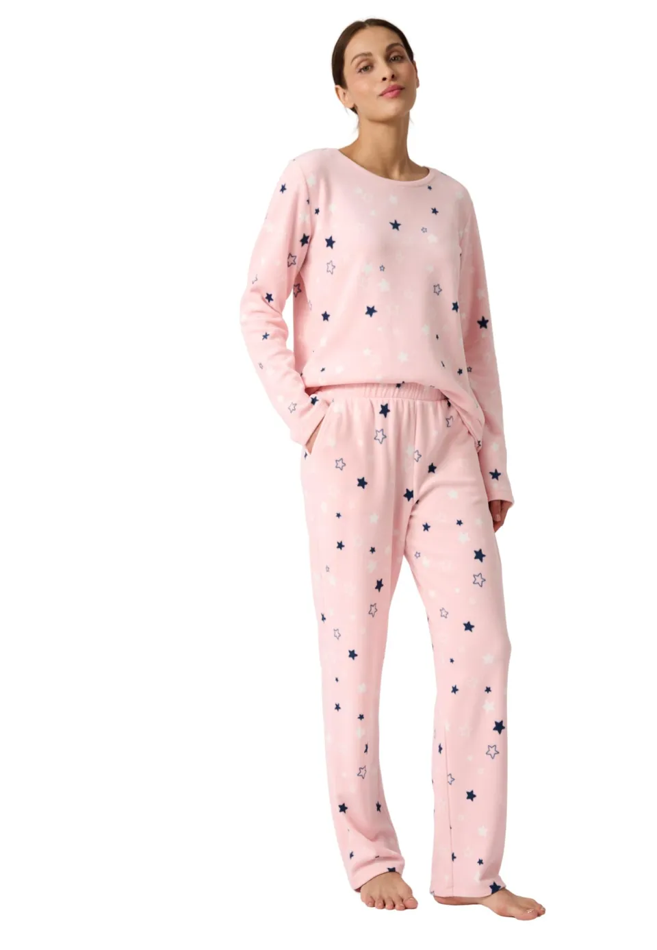 Damart Homewear Thermolactyl pigiama donna blu marino stampato