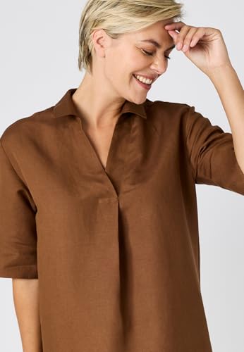 Damart Prêt-à-porter Abito Caftano Misto Lino Donna marrone scuro 44