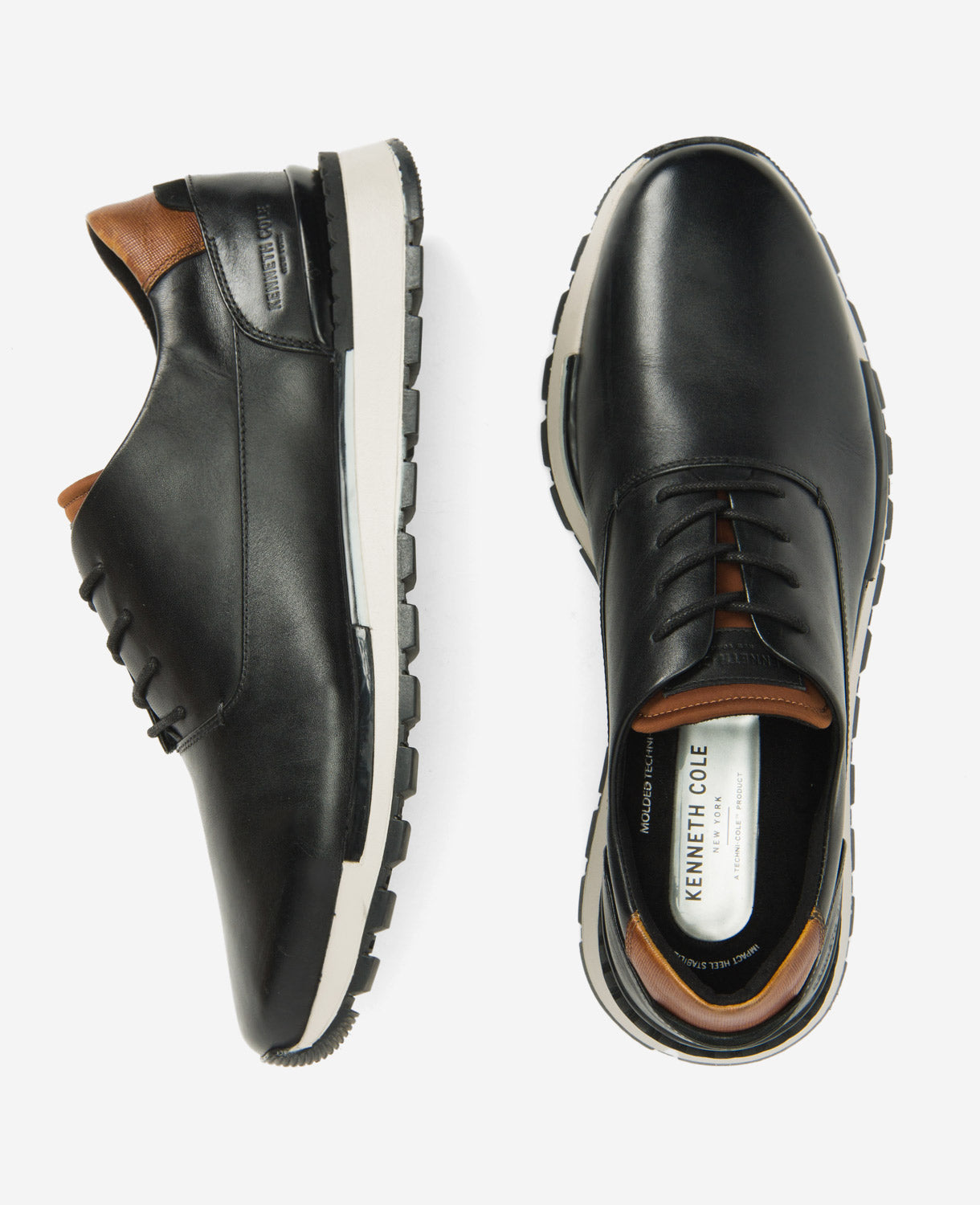 Kenneth Cole Reaction Shoes Kev Leather Lace-Up with TECHNI-COLE scarpe uomo nere