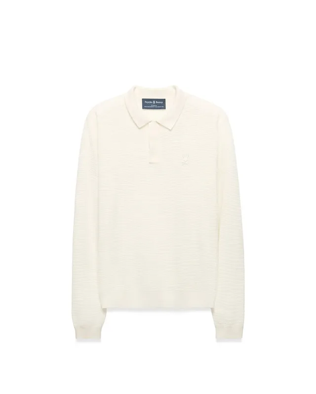 Psycho Bunny Kids Polo Shirts KIDS' LEROY LONGSLEEVE KNIT POLO - KT0100120 polo bianca taglie 2T-XL/18-20 in seta