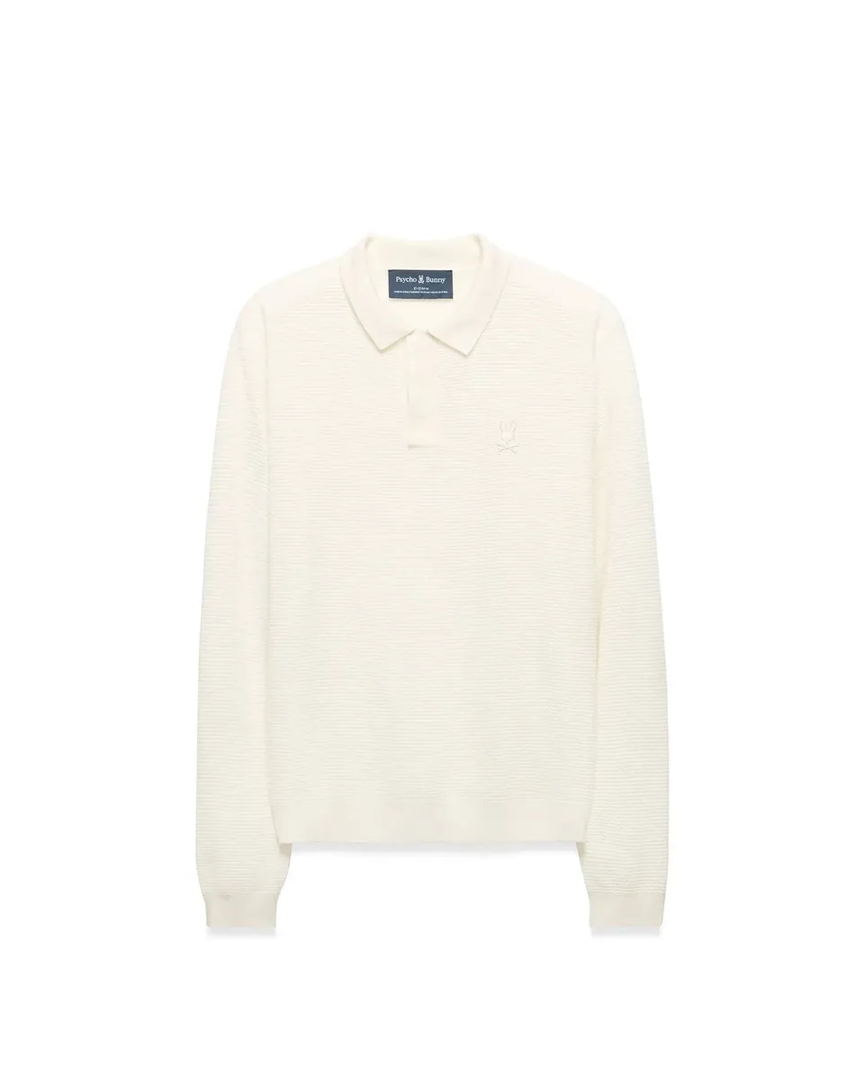 Psycho Bunny Kids Polo Shirts KIDS' LEROY LONGSLEEVE KNIT POLO - KT0100120 polo bianca taglie 2T-XL/18-20 in seta