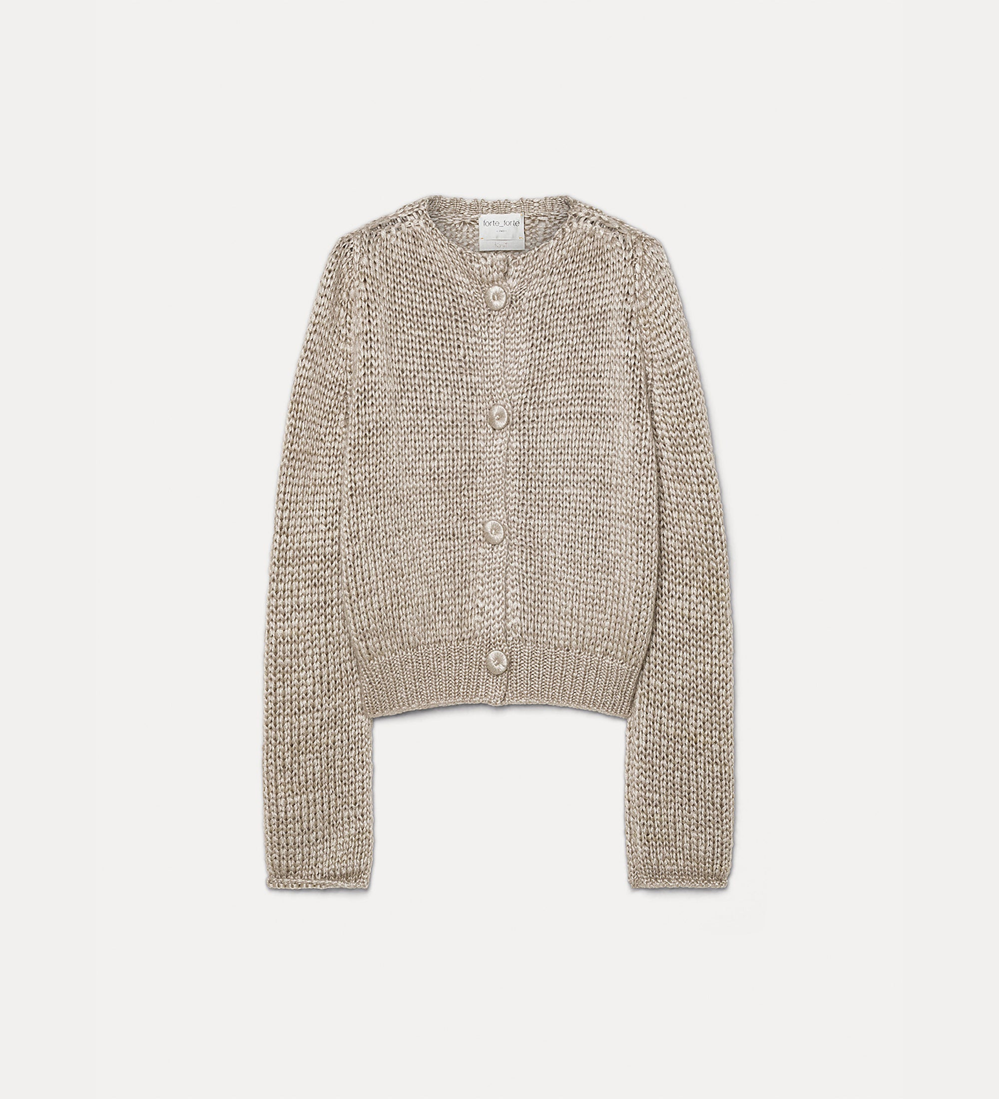 Forte maglieria cardigan cashmere seta e mohair mandorla