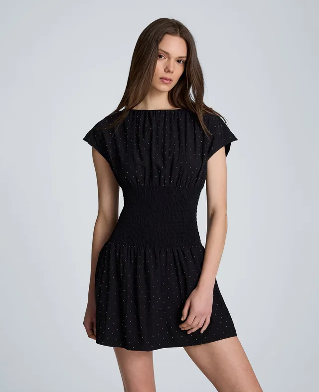 Kenneth Cole Reaction Smocked Waist Mini Dress abito nero