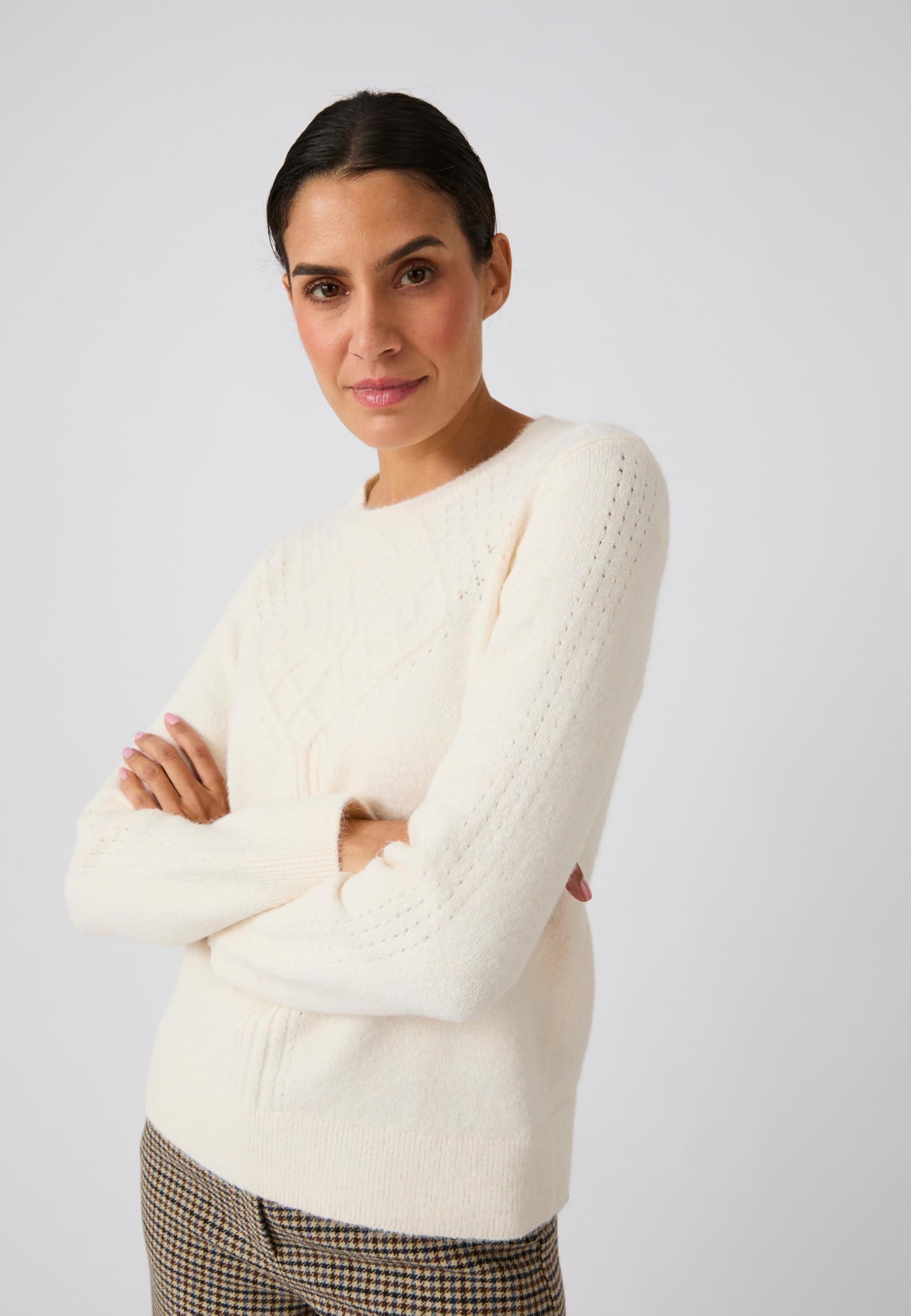 Damart Thermolactyl Maglione da donna marrone beige traforato