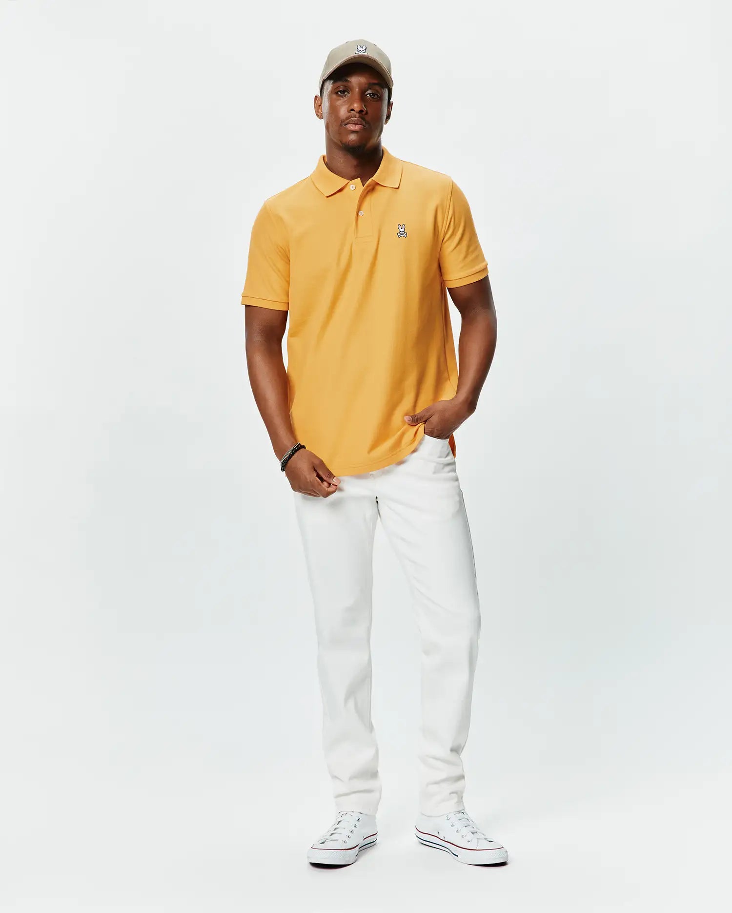 Psycho Bunny Men's Polos Classic Pique Polo B6K001F200 polo gialla in piqué