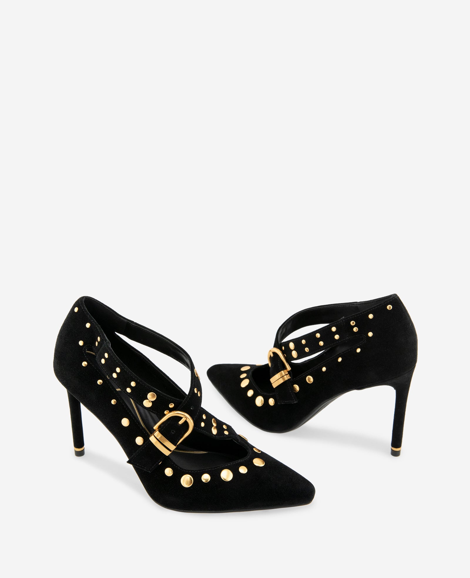 Kenneth Cole Reaction Shoes Qupid Suede X Band Studded Pump décolleté nero scamosciato