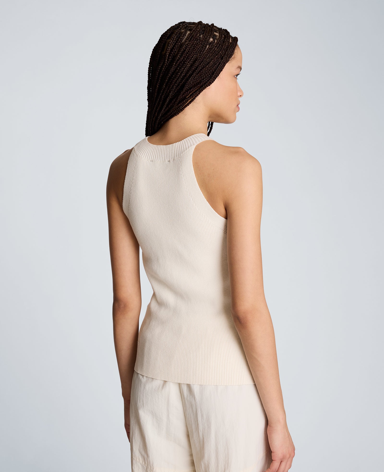 Kenneth Cole Reaction High Crew Neck Cutaway Tank canotta Oyster XS cotone