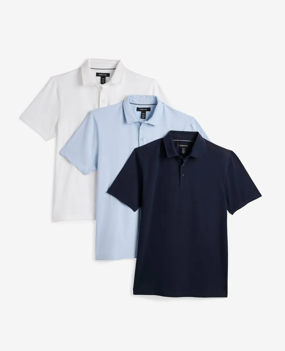 Kenneth Cole Reaction Clothing Performance Button Polo Bundle polo uomo tre colori