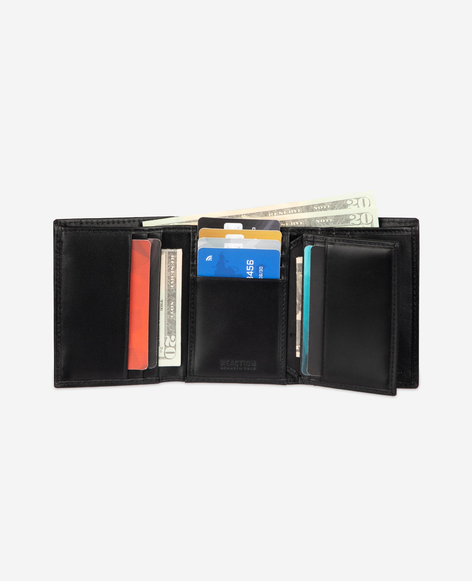 Kenneth Cole Reaction Belts, Wallets & Small Accessories Nappa Leather Trifold Wallet portafoglio nero RFID