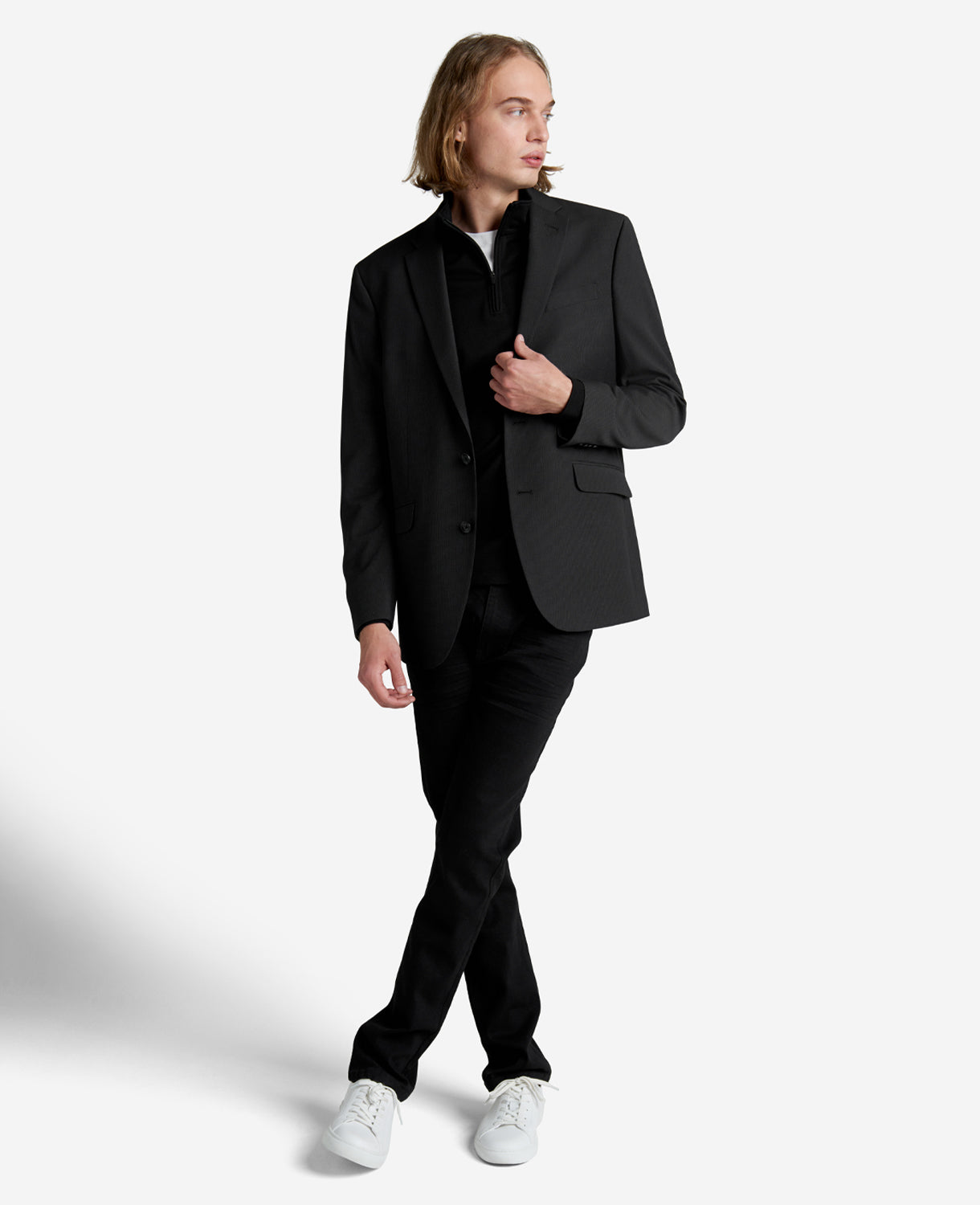 Kenneth Cole Reaction Clothing Slim-Fit Mini Grid Suit Separate Sport Coat giacca nera