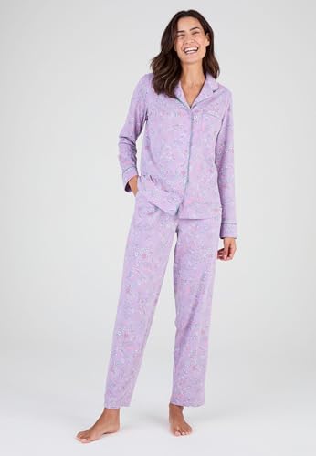 Damart Homewear Pigiama donna con bottoni rosa fiori indiani