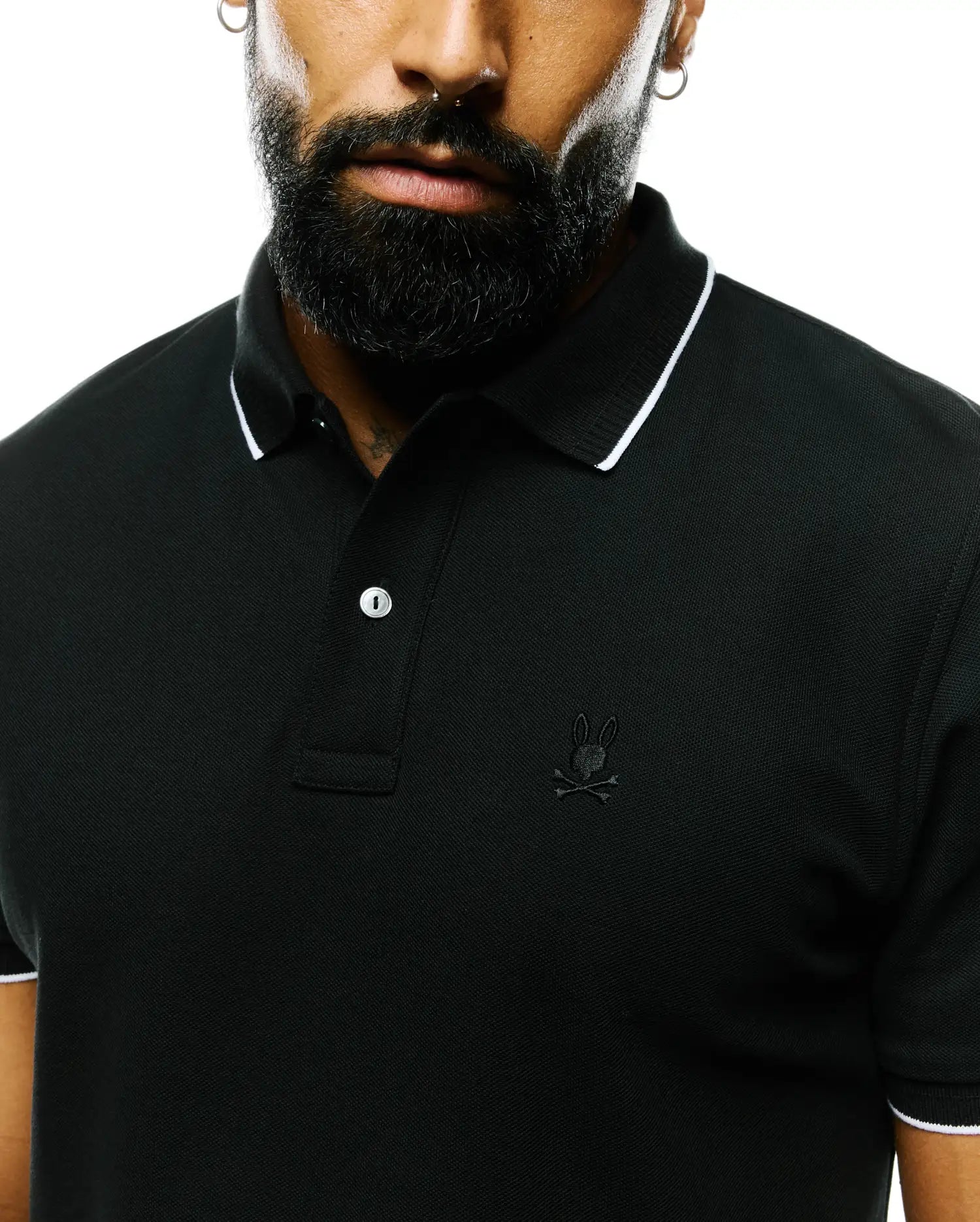 Psycho Bunny Men's Polos MEN'S RINGSTON PIMA PIQUE POLO polo nera in cotone Pima