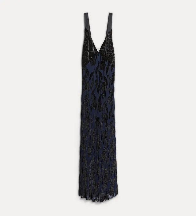 Forte abiti Roses abito slip lungo in velluto nero