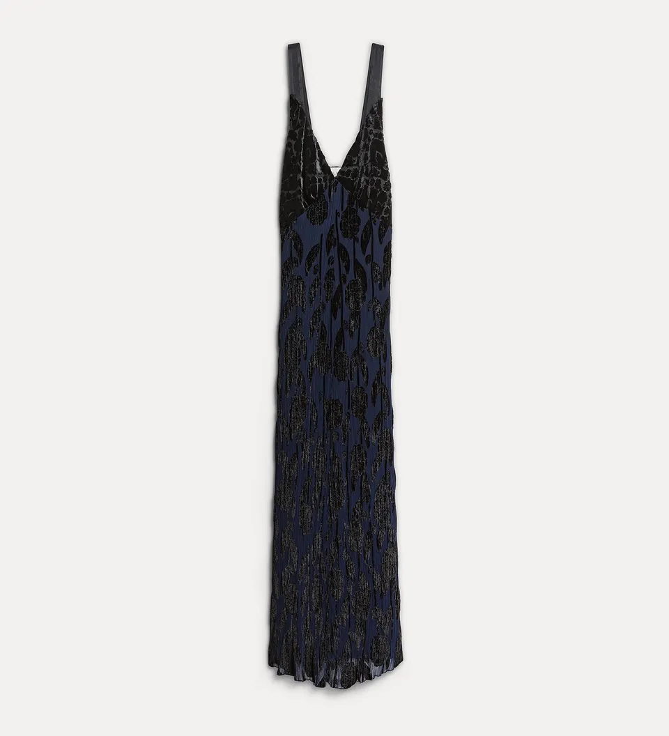 Forte abiti Roses abito slip lungo in velluto nero