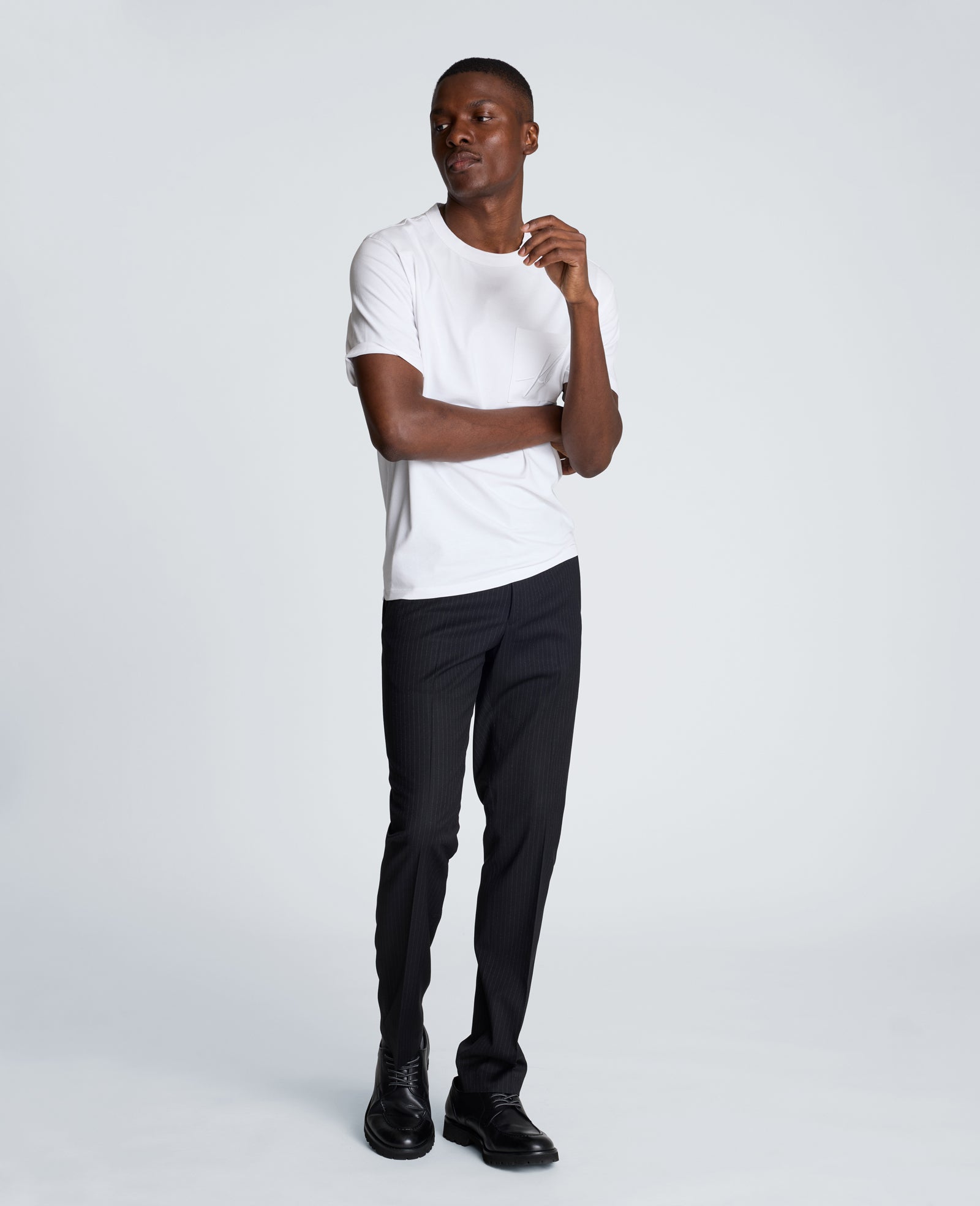Kenneth Cole Reaction Crew Tee with Pocket maglietta bianca oversize