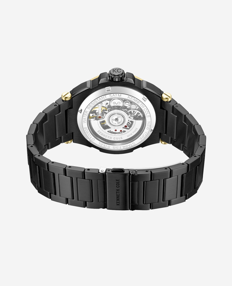 Kenneth Cole Reaction Watches Skeleton Automatic Bracelet Watch orologio nero automatico