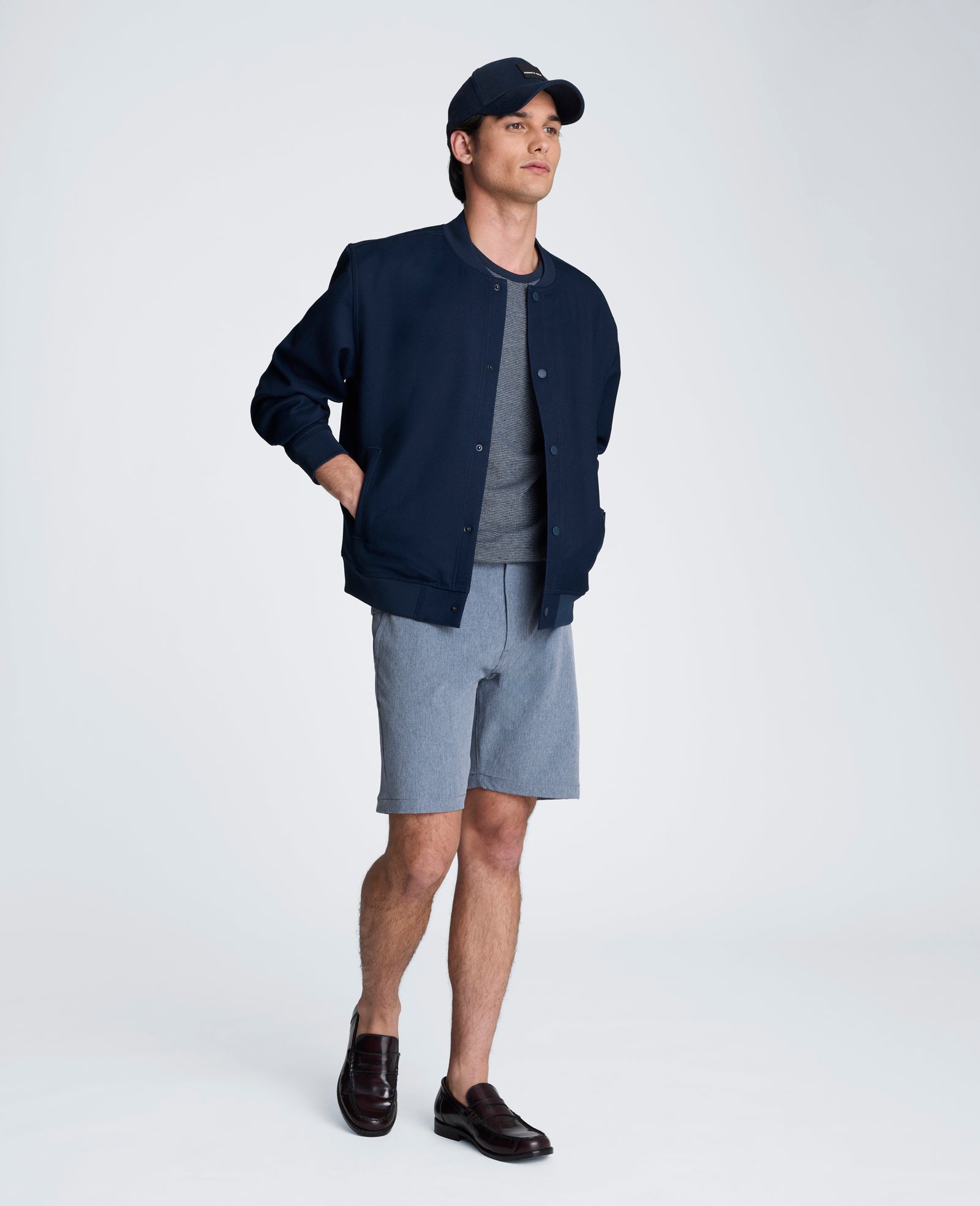 Kenneth Cole Reaction Clothing Relaxed Bomber Jacket giacca navy S-XXL in poliestere