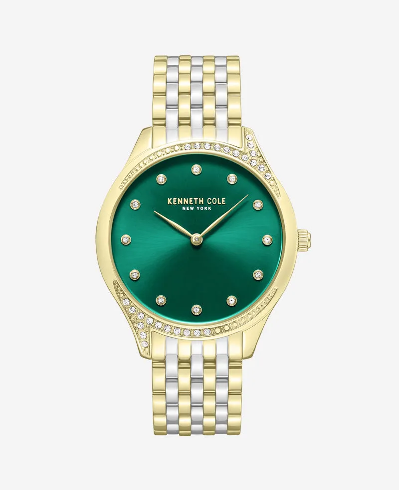 Kenneth Cole Reaction Watches Classic Bracelet Watch orologio argento oro