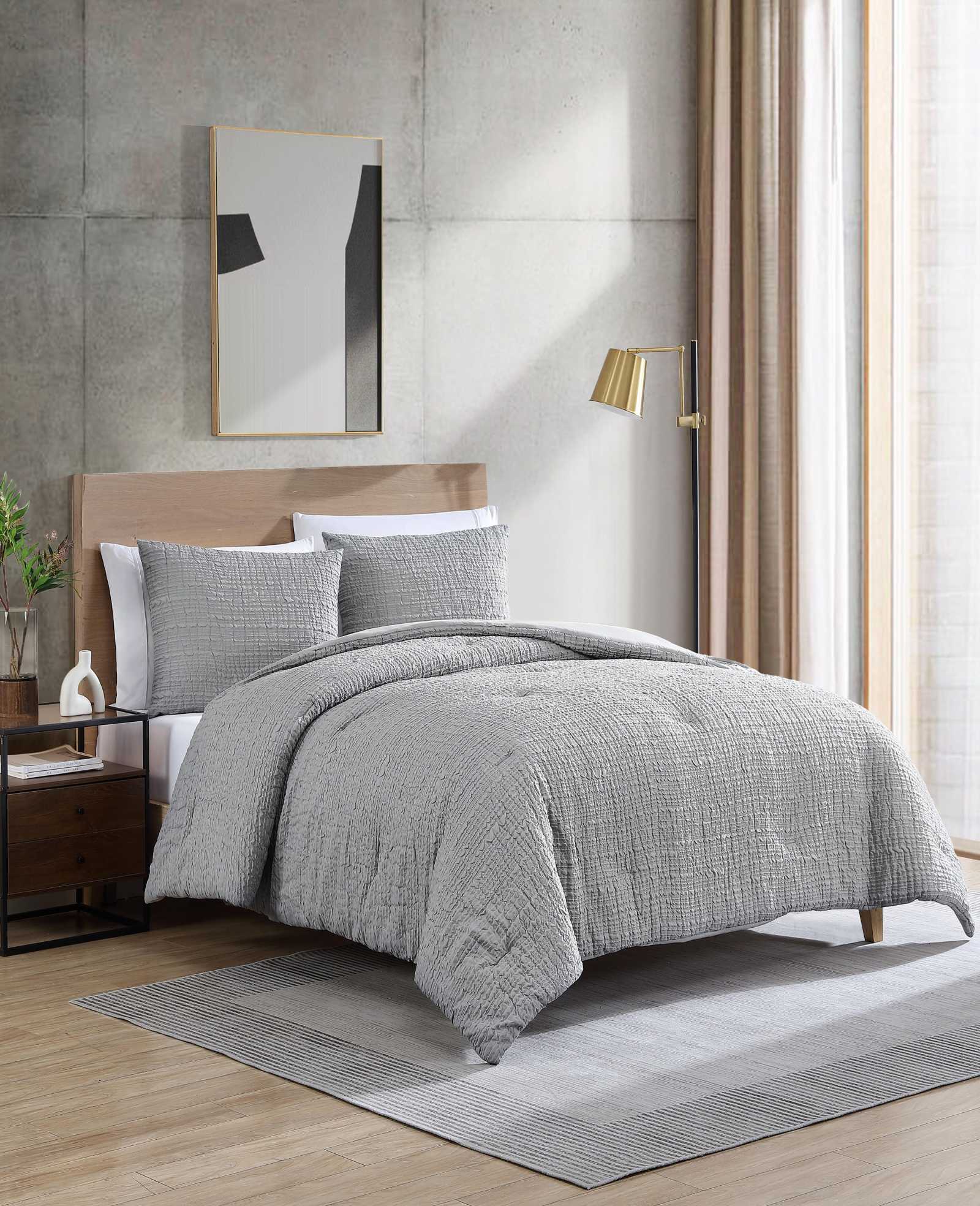Kenneth Cole Reaction Home & Bedding Serenity Wavy Lines set copripiumino grigio