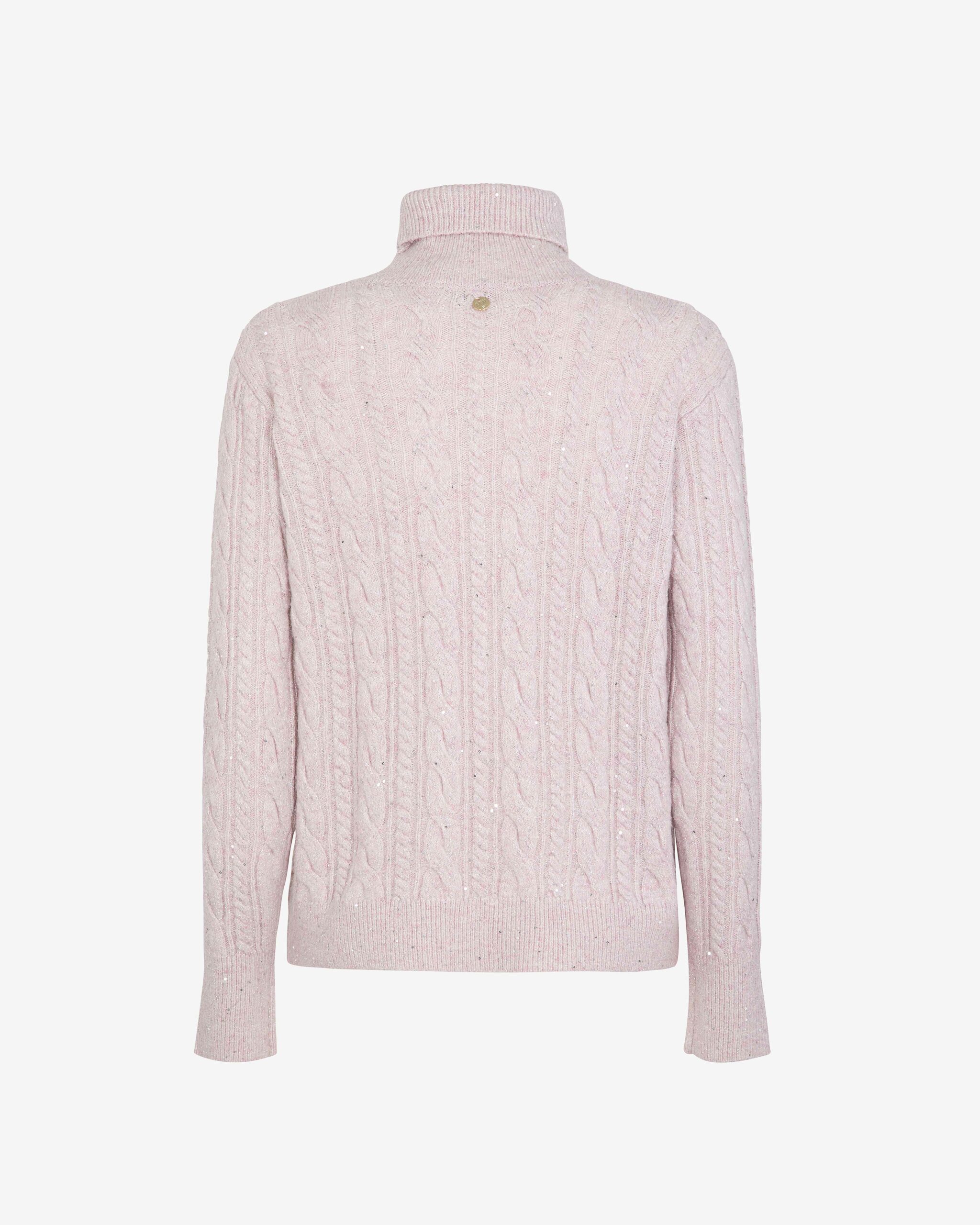 Markup Donna Maglieria Dolcevita treccia in filo paillettes maglia