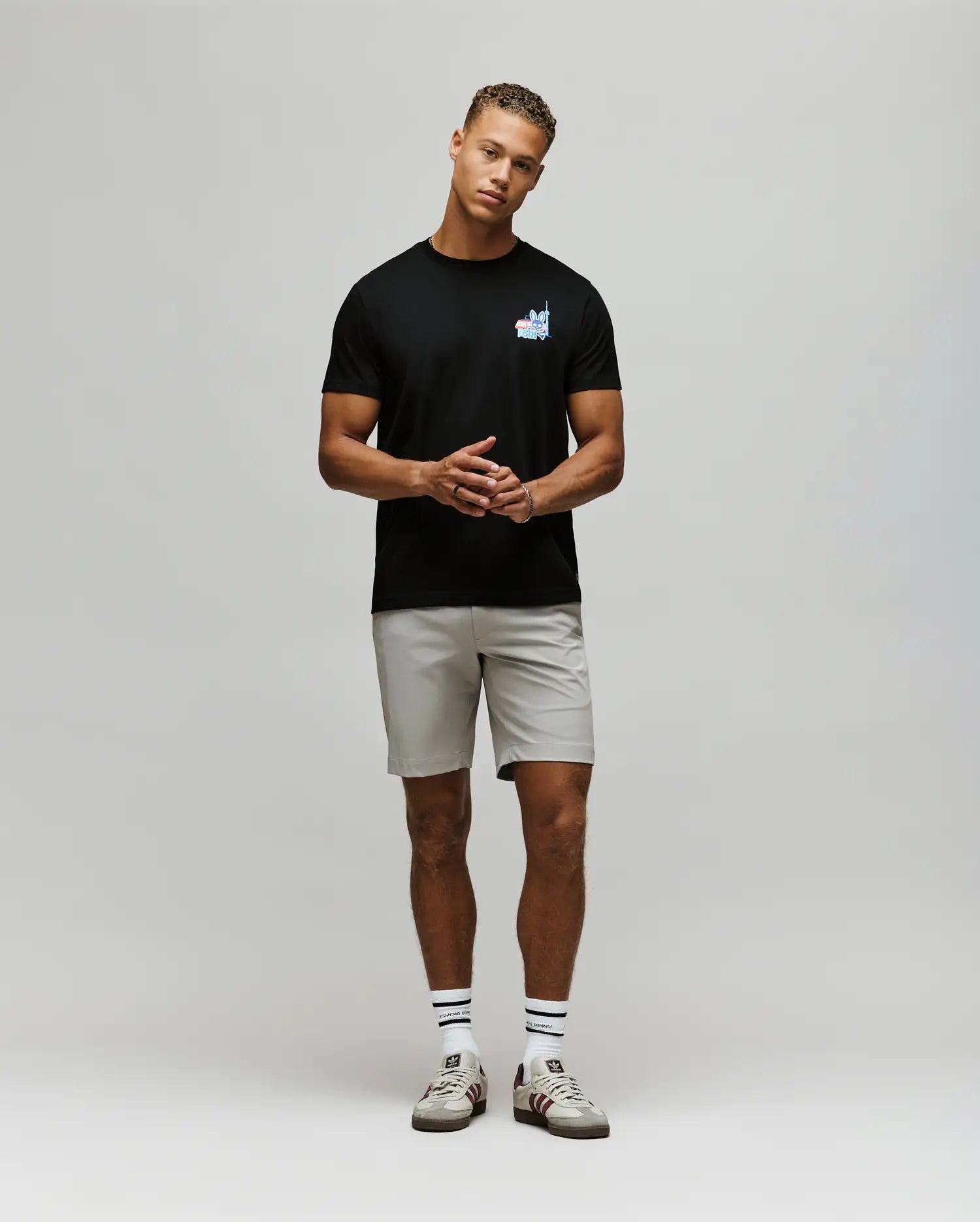 Psycho Bunny Men's Tees Toronto B6U383F200 t-shirt nera cotone Pima