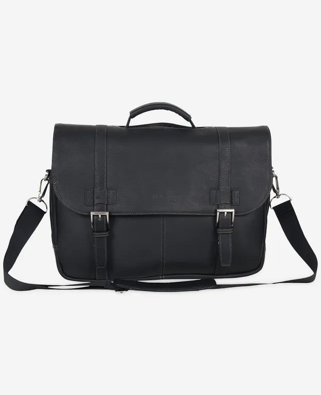 Kenneth Cole Reaction Bags Colombian Leather Flapover Messenger Bag borsa messenger nera