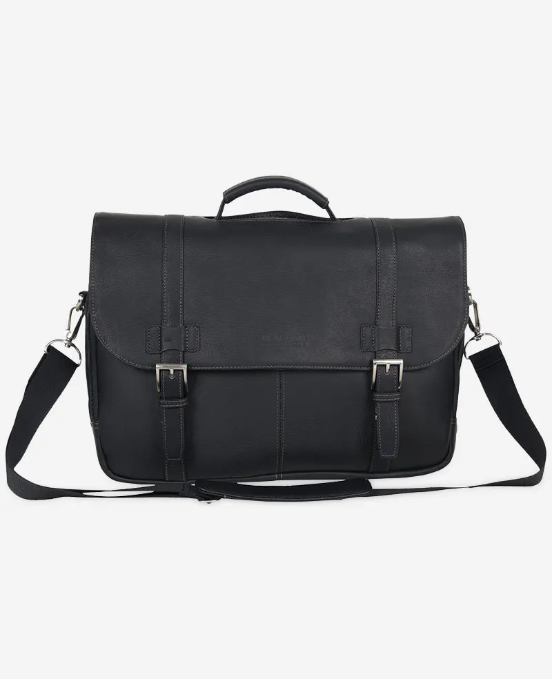 Kenneth Cole Reaction Bags Colombian Leather Flapover Messenger Bag borsa messenger nera