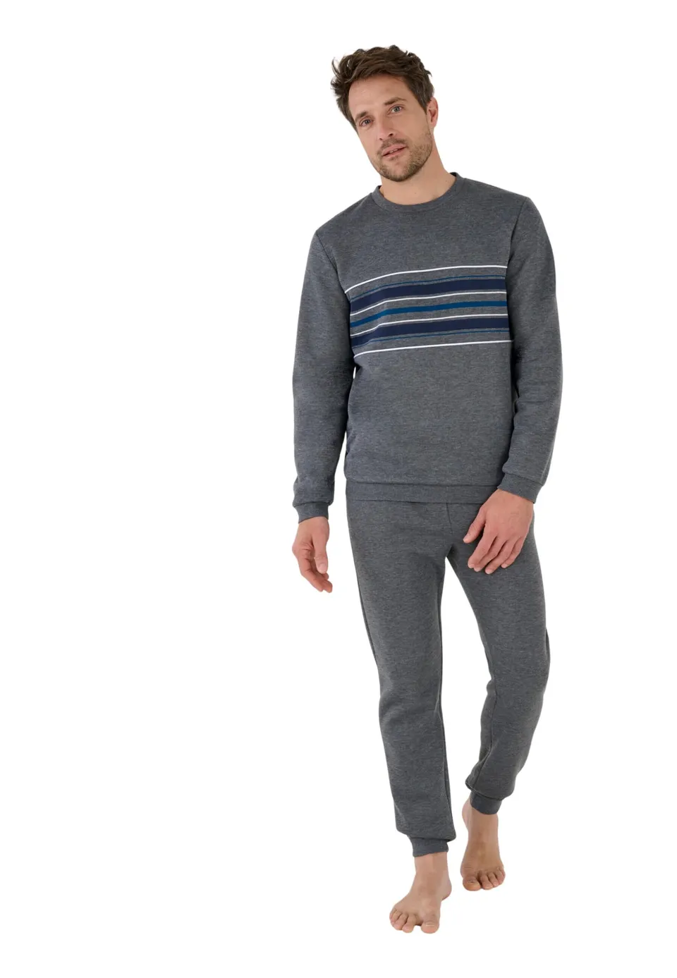 Damart Homewear Pigiama in Tessuto Felpato Thermolactyl Set Uomo blu navy felpato