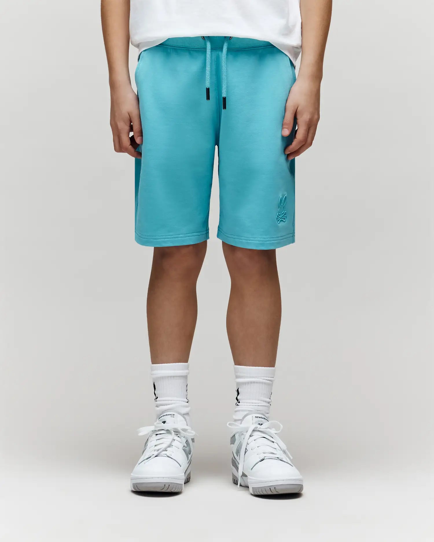 Psycho Bunny Kids Bottoms Levanzo pantaloncini azzurri in French Terry