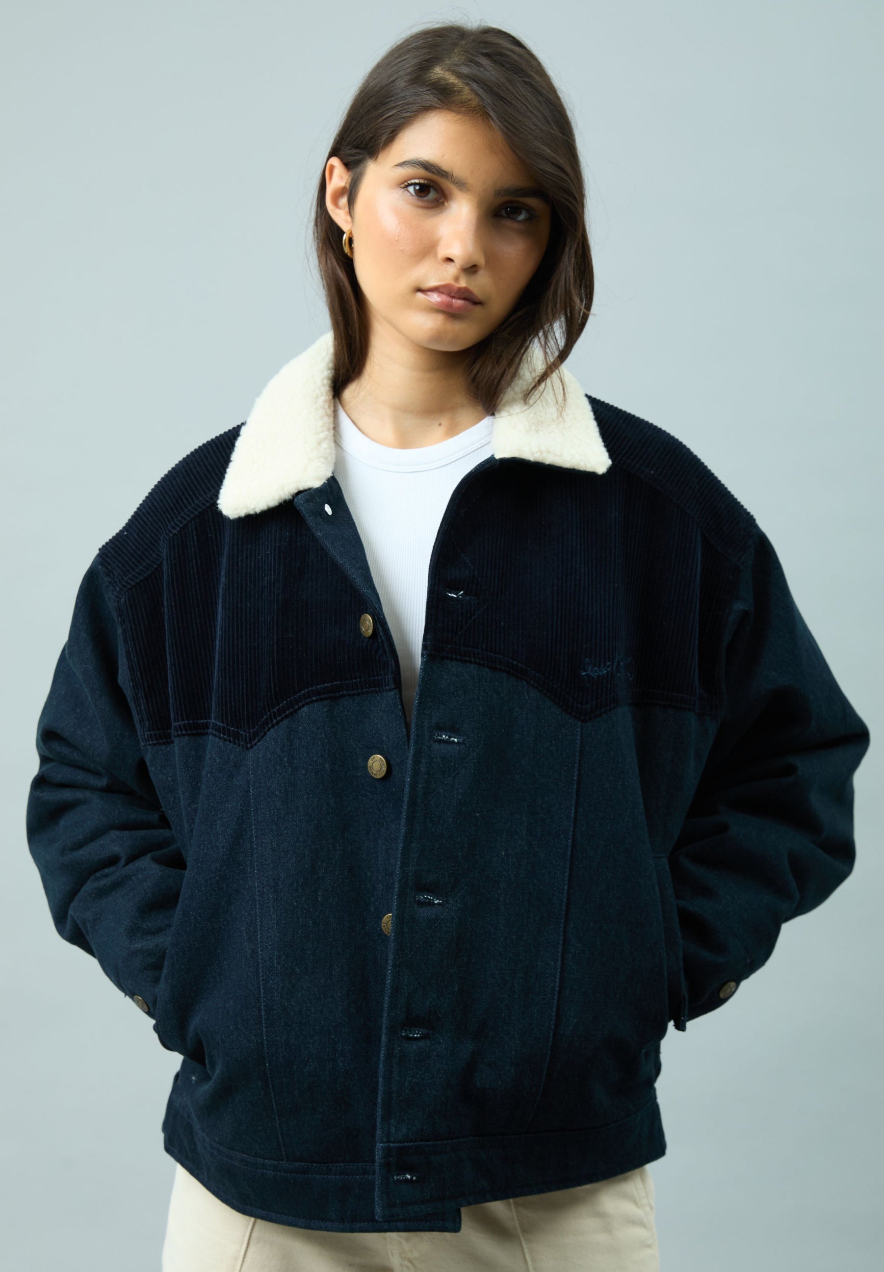 House Of Sunny Women's Denim RIPP MOUNTAIN DENIM JACKET giacca sherpa