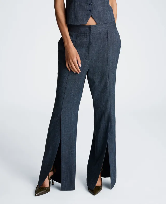 Kenneth Cole Reaction Clothing High Rise Fly Front Flare Pant with Slit pantaloni flare nero e blu