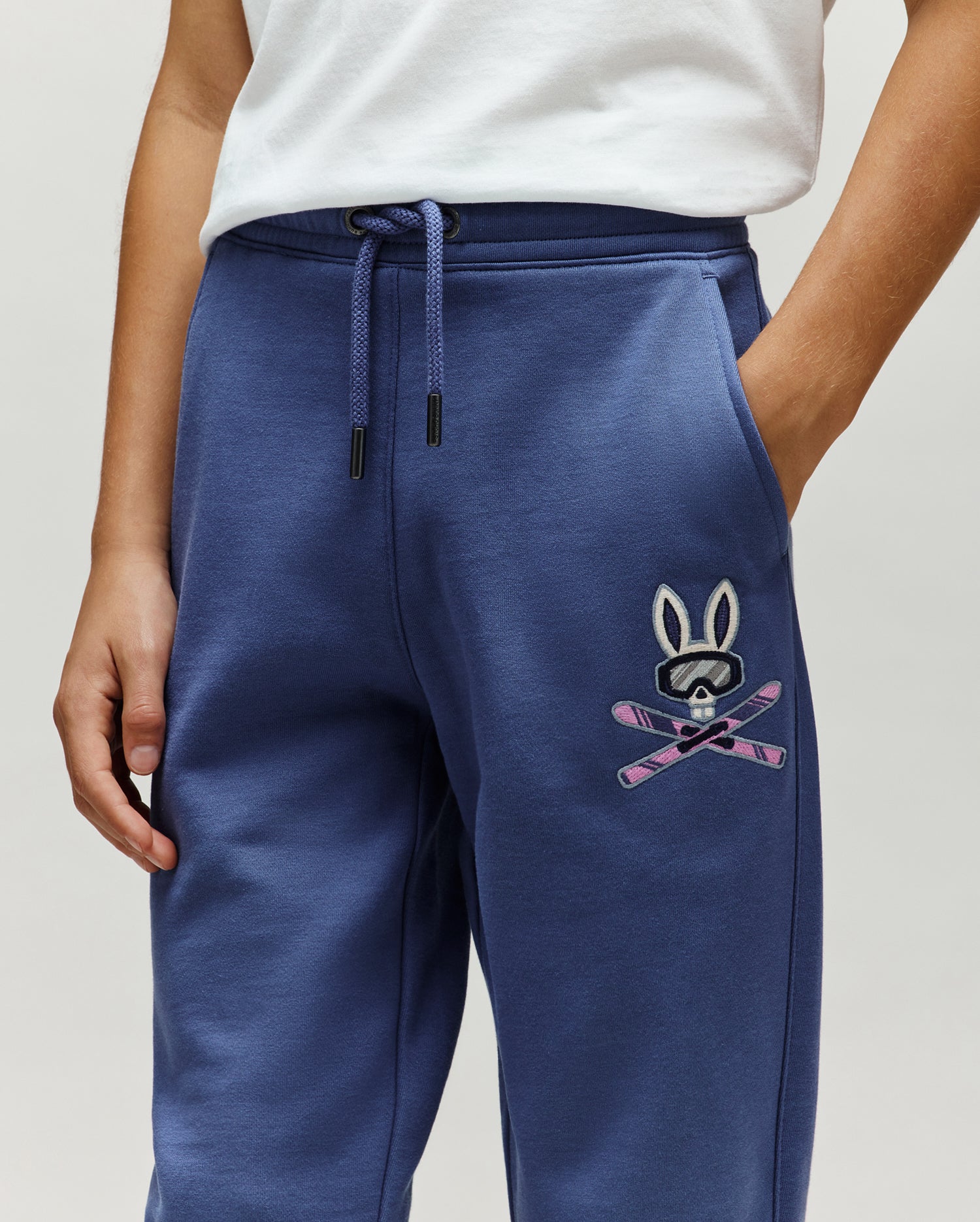 Psycho Bunny Kids Bottoms Indigo Ski Bunny Sweatpant pantaloni felpa grigio blu