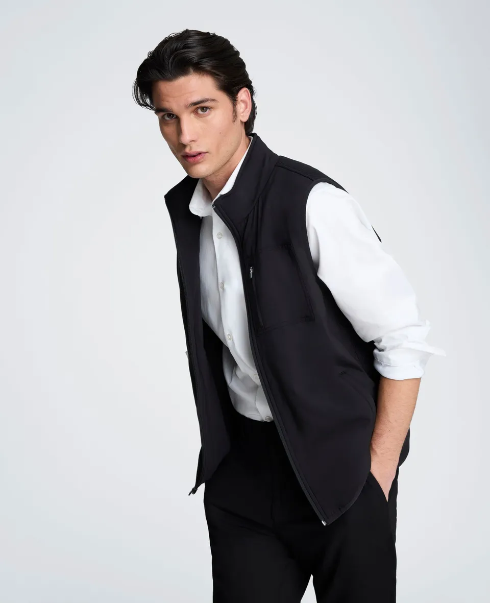 Kenneth Cole Reaction Mixed Media Vest gilet nero leggero imbottito