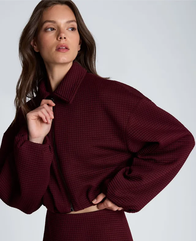 Kenneth Cole Reaction Cropped Bomber Jacket with Box Pleats bomber corto Sugar Beet